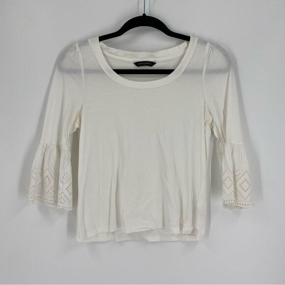 Banana Republic Women’s Princess Sleeve Crew Neck White Blouse size Petite XS - Picture 1 of 4